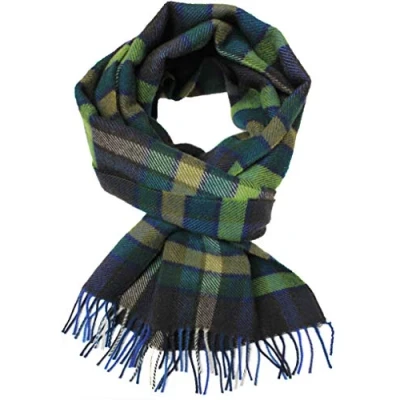 Afbeelding van Rotfuchs® Geweven sjaal heren wintersjaal warm &amp; zacht wol visgraat ruit meerkleurig Made in Germany, groen, 180x30cm