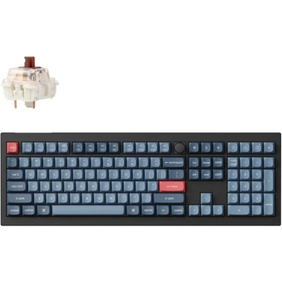 Afbeelding van Keychron V6 Max Volledig draadloos toetsenbord op maat, 2,4 GHz/Bluetooth/USB C 3 Mode RGB, QMK/VIA Programmeerbare Macro, Hot Swap PBT Keycaps voor Mac Windows Gateron Jupiter Brown