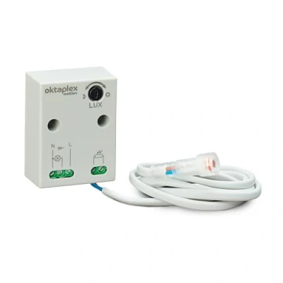 Afbeelding van Oktaplex Rosa Mini inbouw schemerschakelaar externe schemeringssensor IP65 buiten en binnen 230V wit