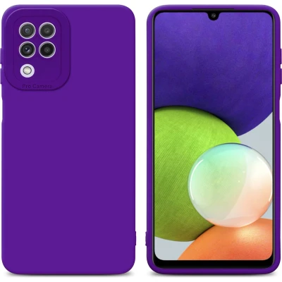 Afbeelding van Cadorabo Hoesje geschikt voor Samsung Galaxy A22 4G in FLUID DONKER PAARS Beschermhoes TPU silicone Cover Case
