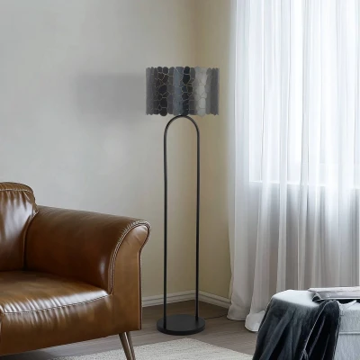 Afbeelding van Lindby Aralena vloerlamp, zwart/goud, hoogte 143,5 cm