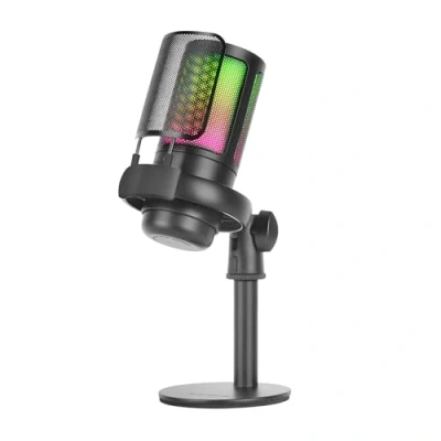 Afbeelding van Mars Gaming MMIC SE, Professionele ARGB Studiomicrofoon, Ultra High Definition ADC 196kHz 24 bit, Antischokbevestiging + Popfilter van Metaalgaas, Volumeregeling en Demping, Zwart