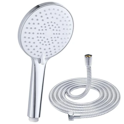 Afbeelding van YEAUPE PRO douchekop, handdouche met 3 straalsoorten, ronde douchekop (diameter 120 mm), hogedruk waterbesparende (1 x en slang)
