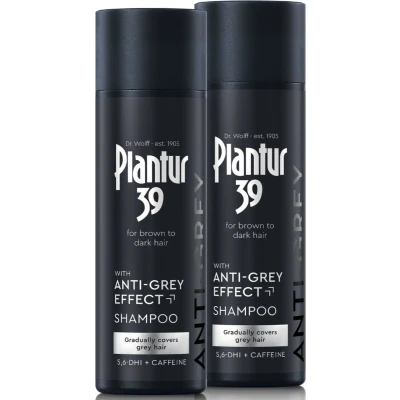 Afbeelding van Plantur 39 Anti Grey Effect Shampoo 2 x 200 ml Camoufleert grijs haar geleidelijk voor bruin tot donker langdurige resultaten zonder te verven