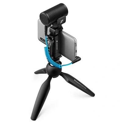 Afbeelding van Sennheiser Professionele MKE 200 + mobiele kit, directionele microfoon voor camera met smartphoneklem en Manfrotto PIXI Mini statief, 509256