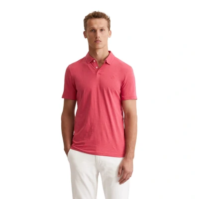 Afbeelding van Marc O&#039;Polo Short Sleeve Embroidery Poloshirt, Heren, Maat: Large, Raspberry pink