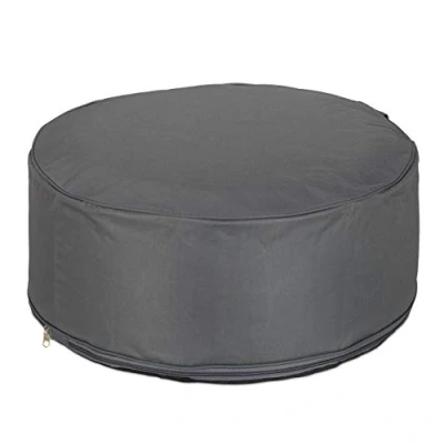 Afbeelding van Relaxdays Opblaasbare kruk, buitenpoef voor camping en tuin, ronde poef, HxD: 26 x 56 cm, donkergrijs, per stuk