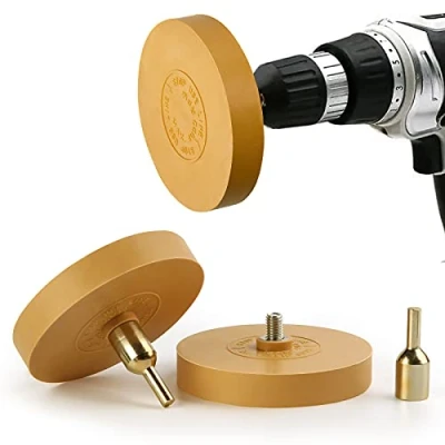 Afbeelding van 2 Stuks Zelfklevende Rubberen Wielsticker, Foliegum met Adapter, Eraser Wheel, verwijderen Krijtstrepen voor het professioneel van folie en lijmresten op voertuig, auto of motorfiets