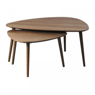 Afbeelding van Nordic Home Heidi organische salontafels set van 2 bruin Hout
