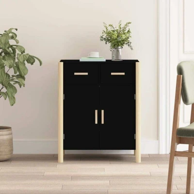 Слика vidaXL Sideboard Black 62x38x75 cm Engineered Wood