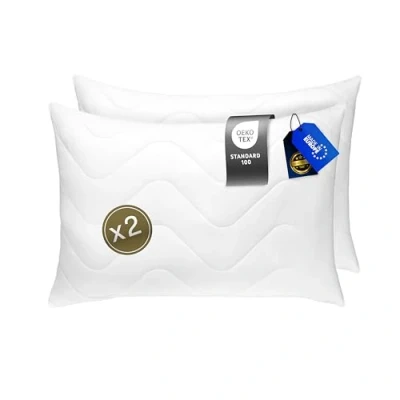 Afbeelding van FAM HOME Zachte Microvezel Kussen Optimale Steun Voor Nek En Hoofd Hypoallergeen Machinewasbaar Droogbaar I Extra zak met vulling (Set van 2 50 x 60 cm)