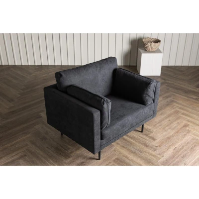 Afbeelding van Svea Kora fauteuil linnen zwart Stof