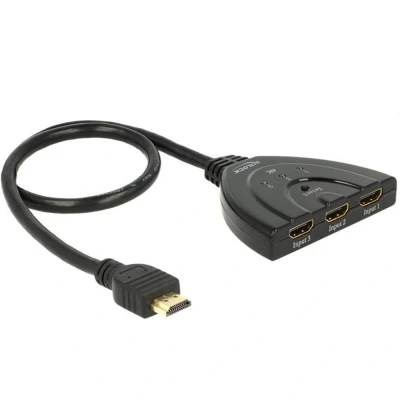 Afbeelding van HDMI UHD Switch 3 x in &gt; 1 out 4K met geïntegreerde kabel