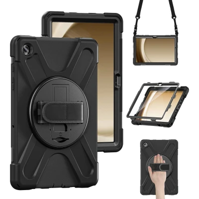 Afbeelding van Xccess Tablethoes geschikt voor Samsung Galaxy Tab A9 Plus (2023) Hardcase Backcover Survivor All round + Schouderband Schokbestendig Telefoonhoesje Anti Shock Proof Standaard Zwart