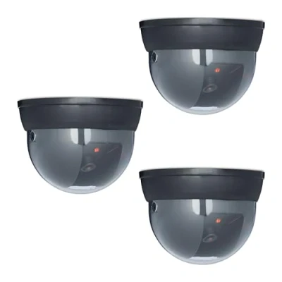 Afbeelding van Relaxdays dummy dome camera set van 3 met led beveiligingscamera fake nep