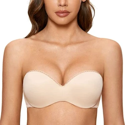 Afbeelding van DOBREVA Dames Strapless Beha Push Up met Beugel Bandeau BHS Beige 70C