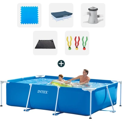 Afbeelding van Intex zwembad Complete set 260x160x65cm Inclusief zwembadtegels Afdekzeil Filterpomp Solarmat Duikspeelgoed