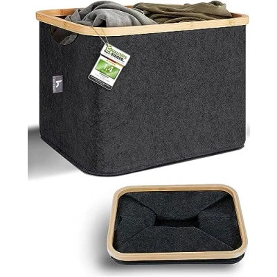 Afbeelding van HENNEZ Hoopbergmand l Umbregmand Vilten Man Klein Grijs Dienblad Plankmand Ubergmand Ladekast Stoffen voor heren Uploadbaar Wasmand Compatibel IKEA Kallax Stapelplaid 40L