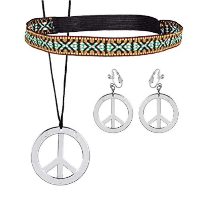 Afbeelding van Boland Set Hippie Volwassenen Unisex 60&#039;s &amp; 70&#039;s Flower Power