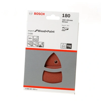 Afbeelding van Bosch 2608607410 Schuurblad Voor Hout K180 102x62x93mm (10st)