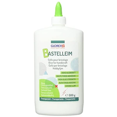 Afbeelding van Glorex 6 8090 813 Universele knutsellijm, flesje met 500 g, zonder oplosmiddel, uitwasbaar, transparant drogend, voor alle gangbare materialen