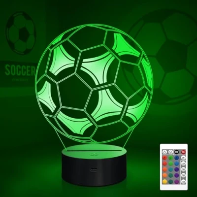 Afbeelding van Amerikaans voetbal 3D lamp, CooPark Illusion Hologram nachtlampje met 16 kleuren veranderen Afstandsbediening Dimmerfunctie, Sport thema Slaapkamerdecoratie Cadeaus voor jongens meisjes