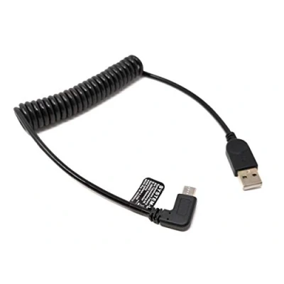 Afbeelding van System S USB kabel type A naar C 3.1, 90 hoek, spiraalkabel 40 tot 100 cm