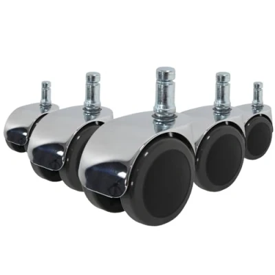 Afbeelding van hjh OFFICE 5 x designwieltjes 11 mm / 50 bureaustoelwielen voor harde vloeren chroom (pak van 5)