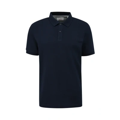 Afbeelding van s.Oliver regular fit polo met all over print donkerblauw