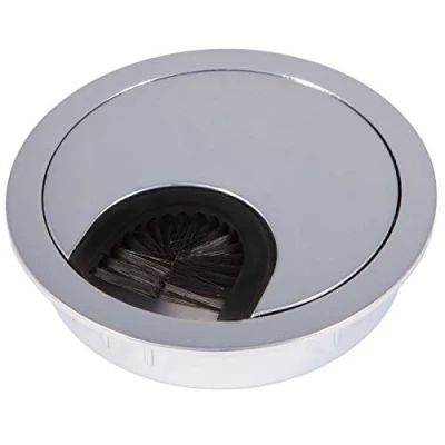 Afbeelding van SO TECH Kabeldoorvoer in metaal chroom gepolijst Boring Ø 68 mm bureau met stofafdichting