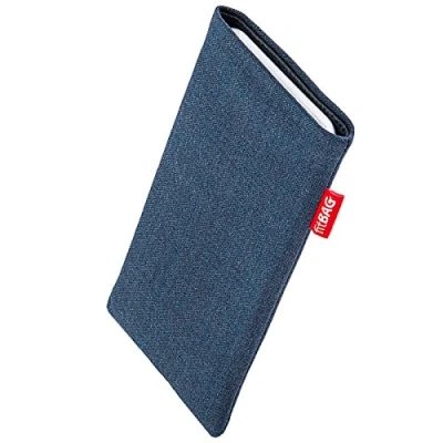 Afbeelding van fitBAG Jive Blue Mobile Phone Case voor Apple iPhone 15 Pro Textiel met Microfiber voering reinigingsfunctie Made in Germany