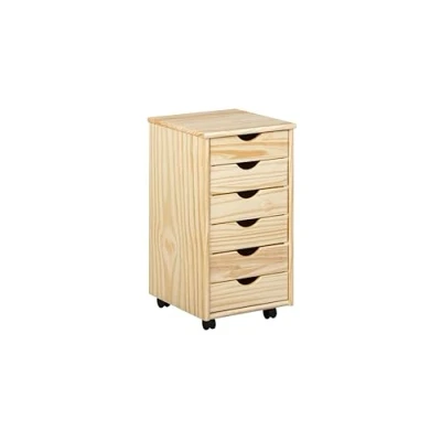 Afbeelding van Inter Link — rolcontainer met 6 laden kantoorcontainer rolkast trolley ladekast massief grenenhout natuurlijk gelakt BxDxH: 35x39x66 cm Nils