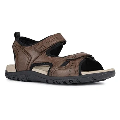 Afbeelding van Geox Strada A Outdoorsandalen, Heren, Maat: 45, Coffee Hoogwaardig imitatieleer
