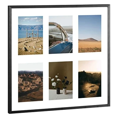 Afbeelding van Navaris fotolijst voor 6 foto&#039;s Horizontaal of verticaal op te hangen Fotokader 10 x 15 cm Zwart aluminium frame fotocollage