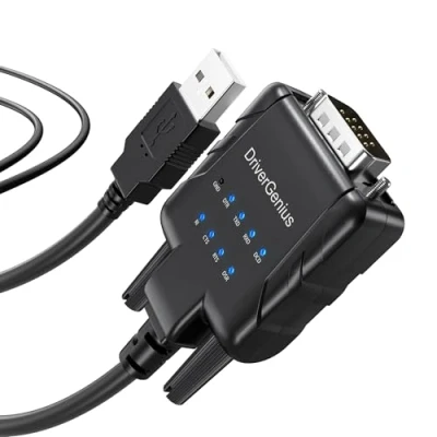 Afbeelding van DriverGenius USB 2.0 naar RS232 (DB9) Seriële Converterkabel met 9 x LED&#039;s Compatibel Windows 11 en MacOS 14, USB232A E A