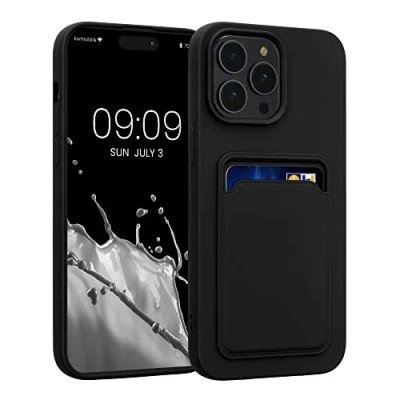 Afbeelding van kwmobile telefoonhoesje compatibel met Apple iPhone 14 Pro Max hoesje Case pasjeshouder Smartphone cover in zwart