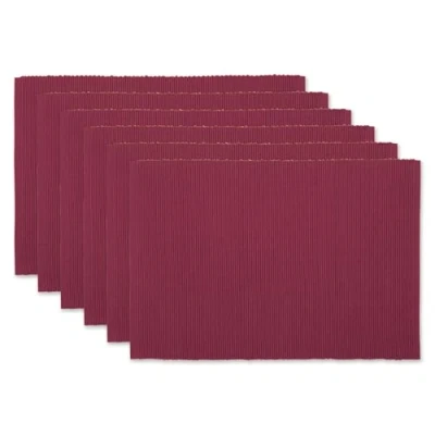 Afbeelding van DII Basic Everyday Geribbelde Tafelblad Collectie 100% Katoen, Placemat Set, 13x19, Schuur Rood, 6 Stuks