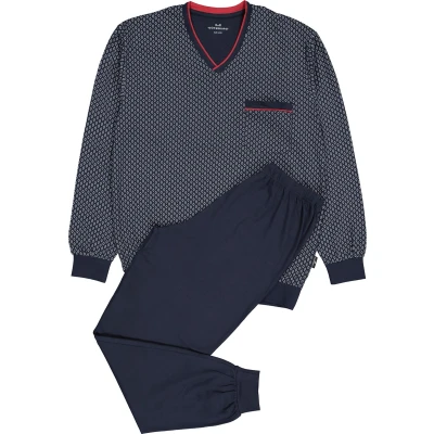 Afbeelding van Götzburg pyjama donkerblauw/rood/wit