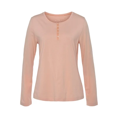Afbeelding van Lascana Pyjamashirt, Dames, Maat: 36/38, Apricot