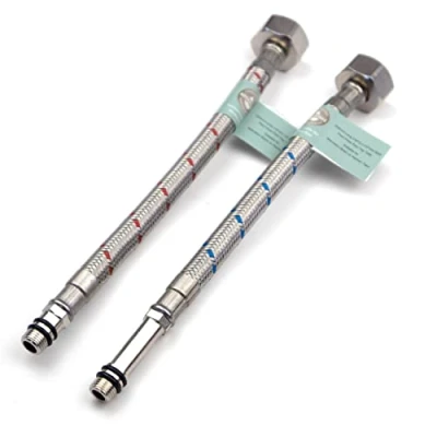 Afbeelding van Xcel Home 2 x M10 x1/2 flexibele kraanconnectoren 10 lengtes paar BSP keuken/wastafel monobloc mixer Flexi pijpstaarten gevlochten roestvrij staal (200 mm)