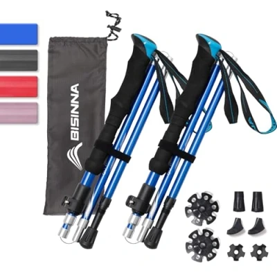 Afbeelding van BISINNA Trekkingstokken, 2 stuks per set, opvouwbare aluminium wandelstokken, met snelsluitsysteem, inklapbaar, verstelbaar, lichtgewicht, kamperen, backpacken, bergbeklimmen en wandelen (2 lengtes)