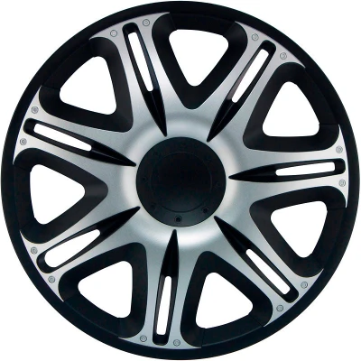 Afbeelding van J Tec 4 Delige Wieldoppenset Nascar 14 inch zilver/zwart