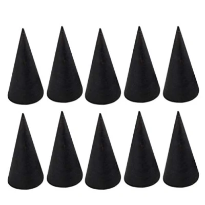 Afbeelding van Easnea 10Pcs Natuurlijke Hout Kegel Ring Houders Ongeverfd Houten Kegels om Craft Verf Sieraden Display Stand 2.5x5cm