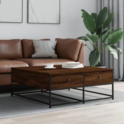 Afbeelding van Salontafel 100x99x40 cm bewerkt hout bruin eikenkleur