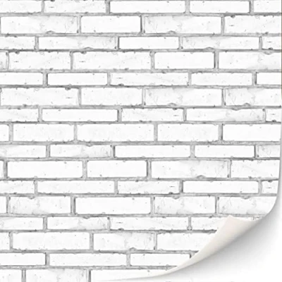 Afbeelding van 3 vellen zelfklevende baksteenmuur, wandbekleding voor poppenhuizen, schaal 1:12 (witte stenen)