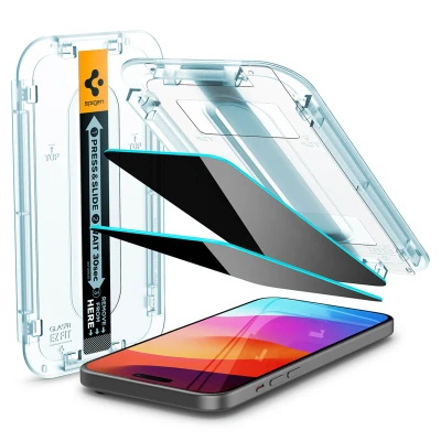 Afbeelding van Spigen Glas.tR EZ Fit (Privacy) (2P) Screenprotector voor iPhone 15 Transparant