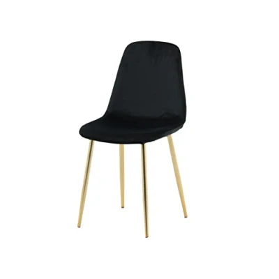 Afbeelding van Eetkamerstoelen 2 st Polar fluweel zwart en messing