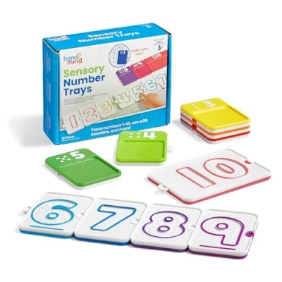 Afbeelding van Learning Resources Zintuiglijke Getallenbakjes, educatief speelgoed voor kinderen vanaf 3 jaar, traceerbord om te leren rekenen, getallen traceren, van 1 10 tellen, hulpmiddelen in de klas