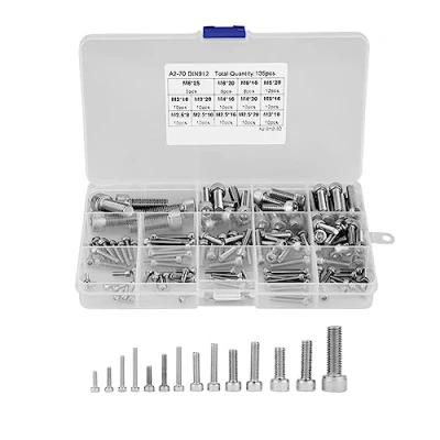 Afbeelding van 135 stks/set M2.5 M3 M4 M5 M6 M8 Inbusbouten 304 Rvs Diverse Schroeven Assortiment Kit