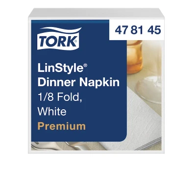 Afbeelding van Dinnerservetten Tork Premium LinStyle® 1/8 gevouwen 1 laags 50 st wit 478145